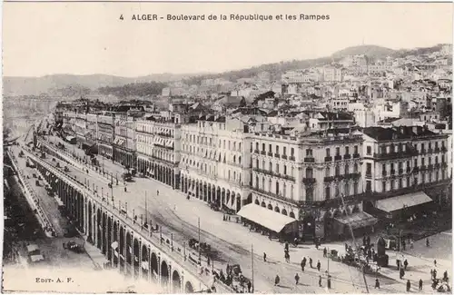 Postcard Algier دزاير Boulevard de la Republique 1922 