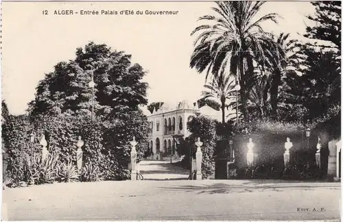Algier دزاير Entree Palais d´Éte du Gouverneur/Sommerpalast des Gouvernuers 1922