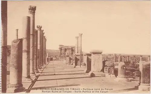 Postcard Timgad Ruines Romaines De Timgad - Portique nord du Forum 1922