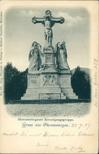 Ansichtskarte Oberammergau Kreuzigungsgruppe 1907