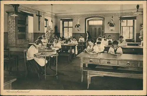 Ansichtskarte Lülsfeld Haushaltungsschule Handarbeitssaal 1932
