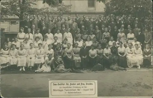 Dresden Gruppenfoto Tanz Institut Ostra-Allee Gewerbehaus 1919 Privatfoto