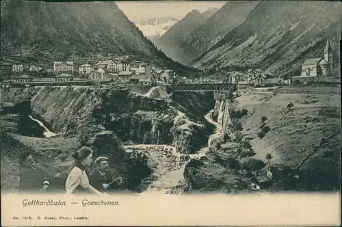 Ansichtskarte Göschenen Blick auf die Stadt 1913