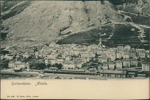 Ansichtskarte Airolo Gotthardbahn - Bahnhof 1914