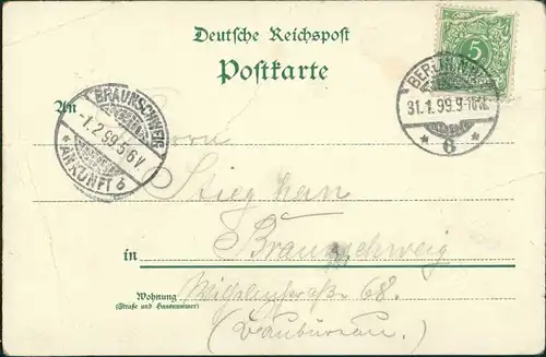 Ansichtskarte Mitte-Berlin 3 Bild Litho: Pariser Platz, Bahnhof, Kranzler 1899