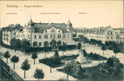 Radeberg Friedrichstraße, Restaurant Lindenhof, Badstrasse, Kriegerdenkmal 1917