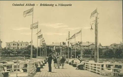 Ansichtskarte Ahlbeck (Usedom) Brückensteg - Villenpartie 1913