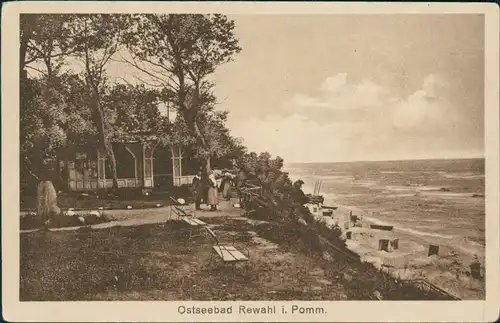 Postcard Rewahl Rewal Partie am Pavillon 1923