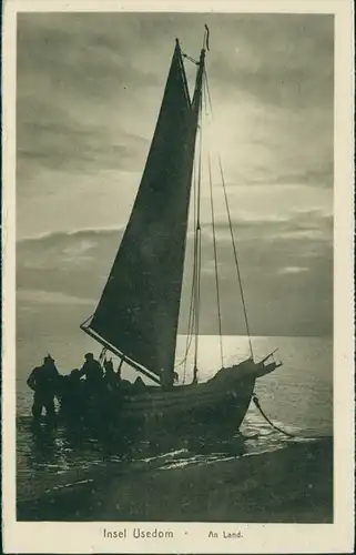 Ansichtskarte Zinnowitz Segelboot - An Land 1918