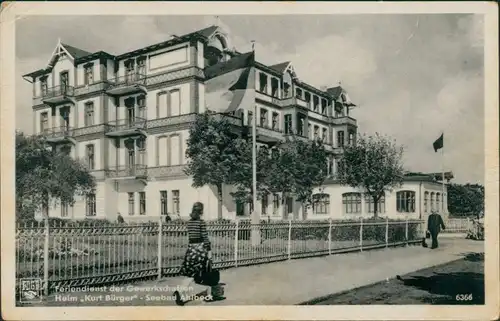 Ansichtskarte Ahlbeck (Usedom) Ferienheim Kurt Bürger 1953