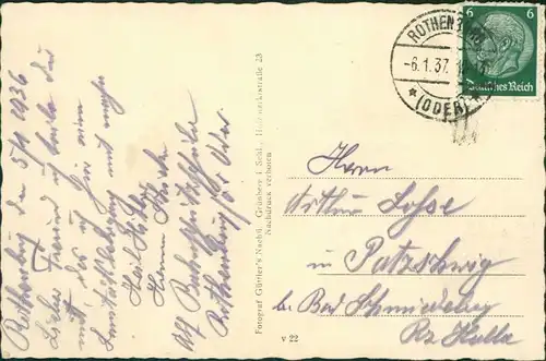 Postcard Rothenburg an der Oder Czerwieńsk Partie an den Anlagen 1936