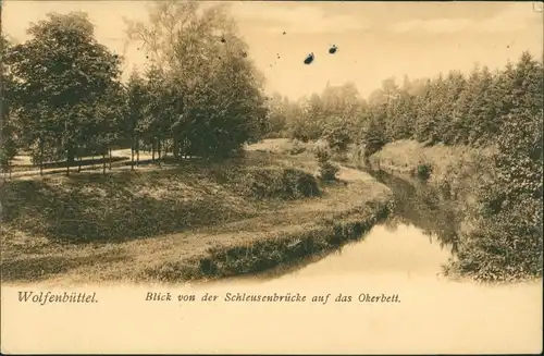Wolfenbüttel Blick von der Schleusenbrücke auf das Okerbett 1906