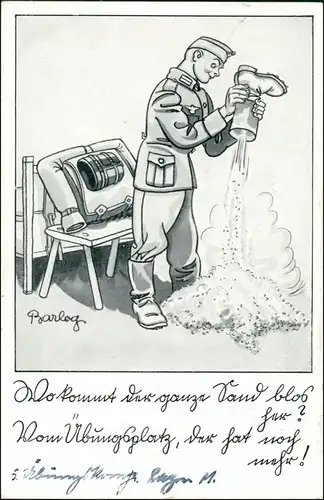 Ansichtskarte  Scherzkarte, Soldat mit Stiefel 1939