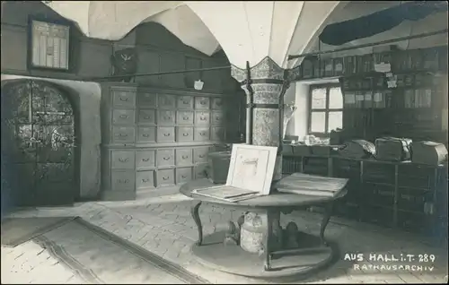 Ansichtskarte Hall in Tirol Solbad Hall Rathausarchiv - Innen - Foto AK 1909