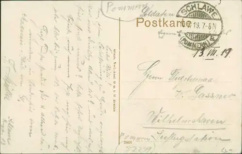 Postcard Schlawe Sławno Am Stolper Tor - Straße 1919