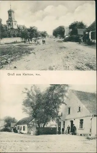Postcard Kerkow (Neumark) Kierzków 2 Bild: Straße und Gaststätte 1909