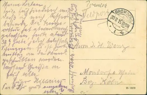 Postcard Bromberg Bydgoszcz von der Danziger Brücke 1915