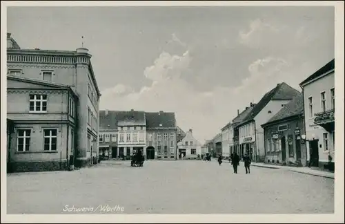 Schwerin an der Warthe Skwierzyna Straßenpartie - Geschäfte 1934