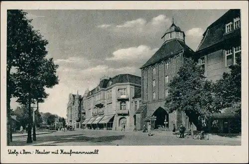 Postcard Stolp Słupsk Straßenpartie - Kaufmannswall 1934