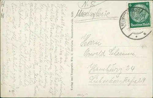 Postcard Neumittelwalde Medzibor Międzybórz Unter Ring 1941