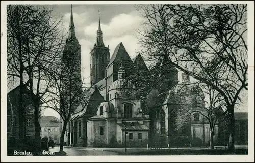 Postcard Breslau Wrocław Straßenpartie Dom 1933