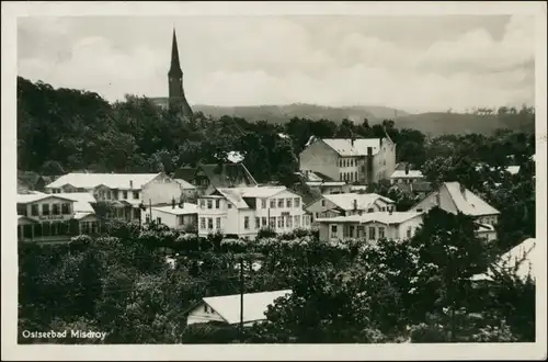 Postcard Misdroy Międzyzdroje Blick auf Stadt und Kirche 1942