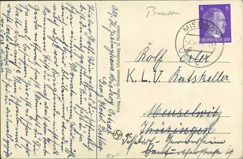 Postcard Misdroy Międzyzdroje Blick auf Stadt und Kirche 1942