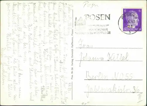 Postcard Posen Poznań Reichsarchiv 1942