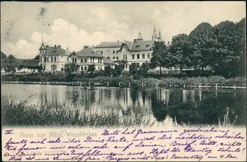 Postcard Mährisch Weißkirchen Hranice na Moravě Flusspartie 1901