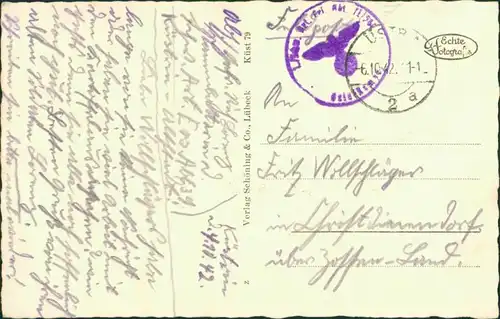 Postcard Küstrin Kostrzyn nad Odrą Bahnhofsplatz - Wegweiser 1943