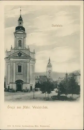 Mährisch Weißkirchen Hranice na Moravě Stadtpartie an der Kirche 1908
