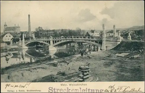 Mährisch Weißkirchen Hranice na Moravě Fabrik und Brücke 1913