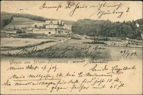 Postcard Mährisch Schönberg Šumperk Partie am Sanatorium 1903