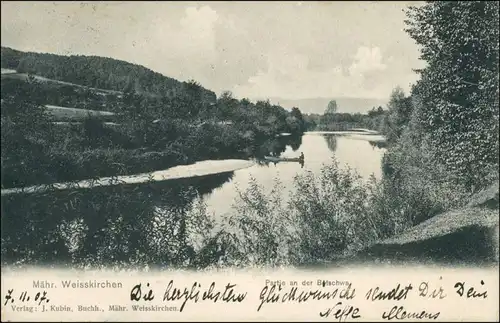 Postcard Mährisch Weißkirchen Hranice na Moravě Flusspartie 1907