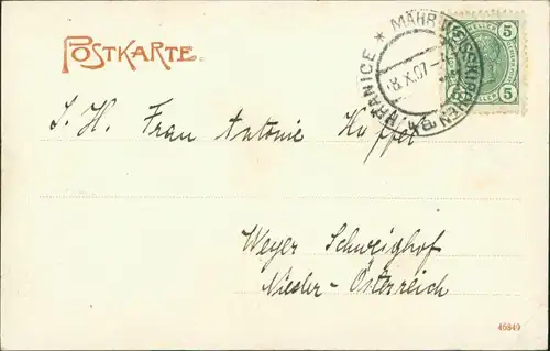 Postcard Mährisch Weißkirchen Hranice na Moravě Flusspartie 1907