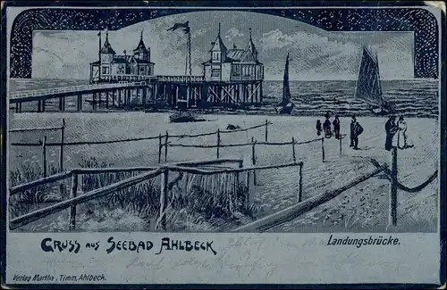 Ansichtskarte Ahlbeck (Usedom) Seebrücke Effektkarte 1901 Silber-Effekt