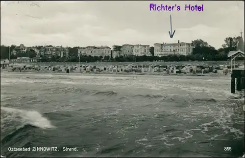 Ansichtskarte Zinnowitz Strandpromenade - Richters Hotel 1930