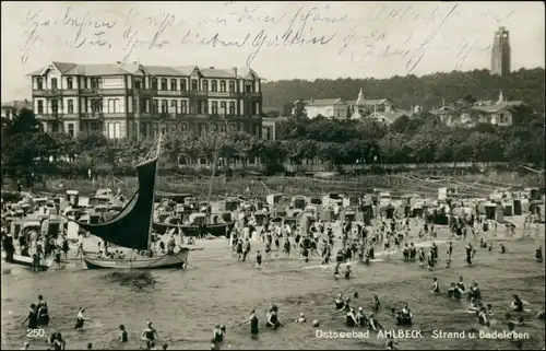 Ansichtskarte Ahlbeck (Usedom) Strand, Hotel 1931
