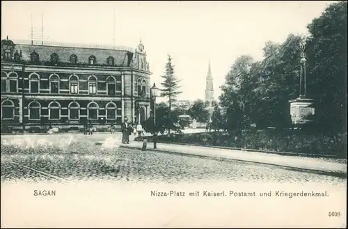 Postcard Sagan Żagań Nizzaplatz, Kriegerdenkmal 1904