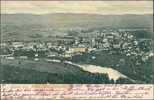 Mährisch Weißkirchen Hranice na Moravě Blick auf die Stadt 1904