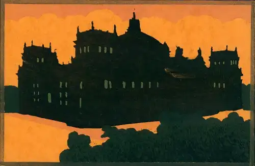 Ansichtskarte  Künstlerkarte der Reichstag Col. Schattenschnitt 1917