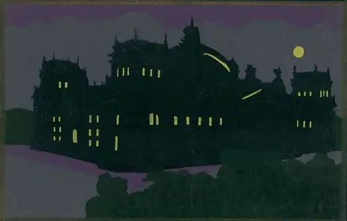 Ansichtskarte Berlin Der Reichstag Mondschein col Schattenschnitt 1922
