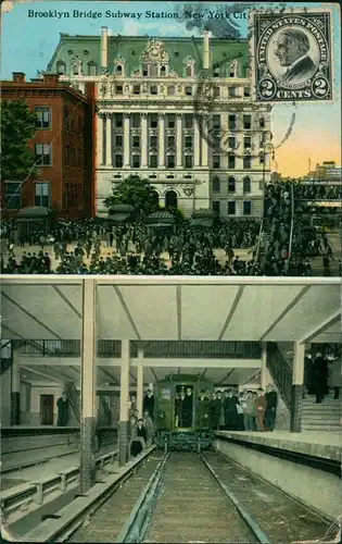 Postcard New York City 2 Bild Subway Station 1911