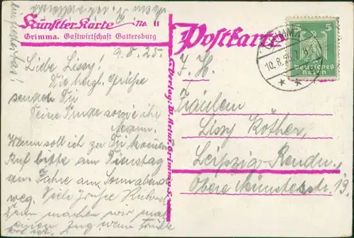 Ansichtskarte Grimma Künstlerkarte Gattersburg 1925