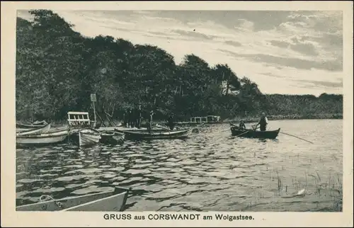 Ansichtskarte Korswandt Wolgastsee - Boote 1922