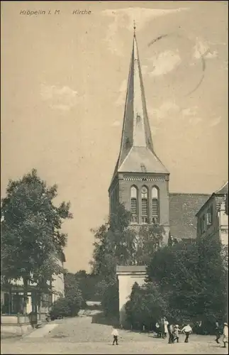 Ansichtskarte Kröpelin Straßenpartie an der Kirche 1910