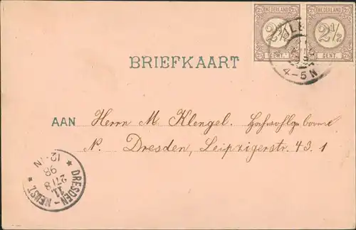 Postkaart Tilburg Litho AK: Denkmal, Paleis, Lindenboom 1898