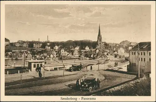 Postcard Sonderburg Sønderborg Straßenpartie 1924