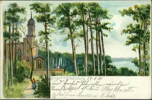 Ansichtskarte Wannsee-Berlin Nikolskoe - Künstlerkarte 1901