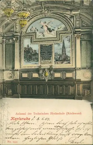Ansichtskarte Karlsruhe Aulasaal Rückwand Universität 1903 